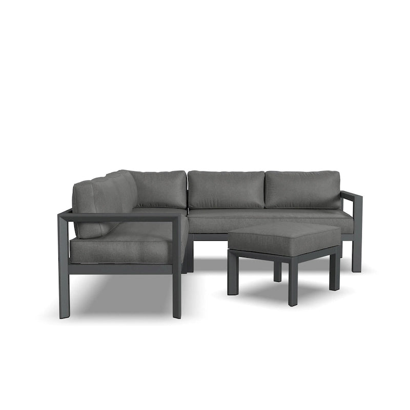 Grayton Gray Aluminum 5 Seat Sectional w/ Ottoman - 87 x 32 x 87