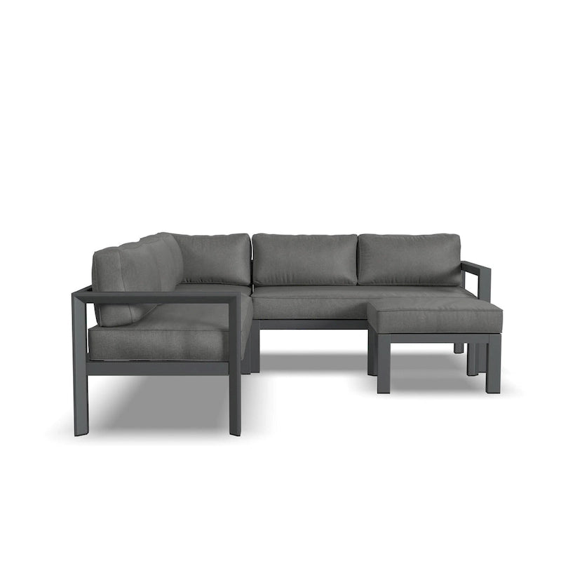 Grayton Gray Aluminum 5 Seat Sectional w/ Ottoman - 87 x 32 x 87