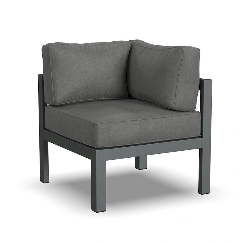Grayton Gray Aluminum 5 Seat Sectional w/ Ottoman - 87 x 32 x 87