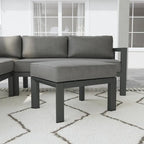 Grayton Gray Aluminum 5 Seat Sectional w/ Ottoman - 87 x 32 x 87