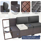 Kullavik 14 Pieces Outdoor Patio Furniture Set with Fire Pit Table