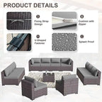 Kullavik 14 Pieces Outdoor Patio Furniture Set with Fire Pit Table