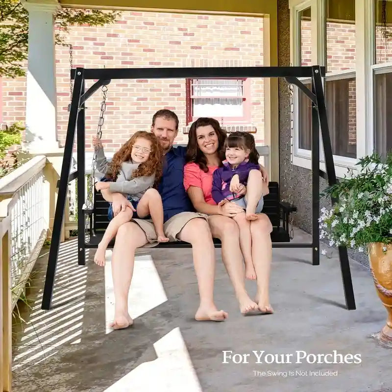 2-Person Carbonized Solid Wood Porch Swing Stand (without hanging swing)