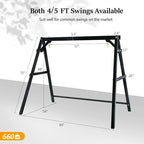 2-Person Carbonized Solid Wood Porch Swing Stand (without hanging swing)