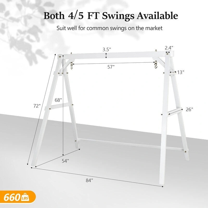 2-Person Carbonized Solid Wood Porch Swing Stand (without hanging swing)