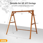 2-Person Carbonized Solid Wood Porch Swing Stand (without hanging swing)