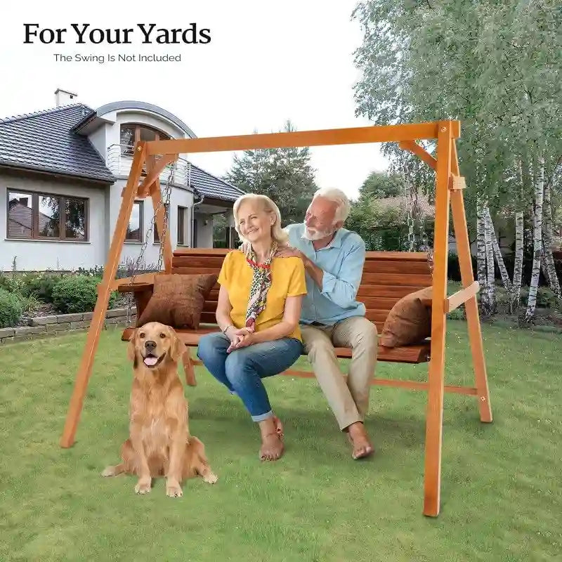 2-Person Carbonized Solid Wood Porch Swing Stand (without hanging swing)