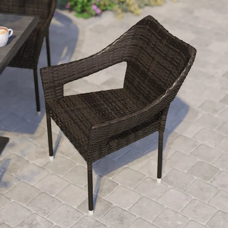 All Weather Commercial Grade PE Rattan Stacking Patio Chairs