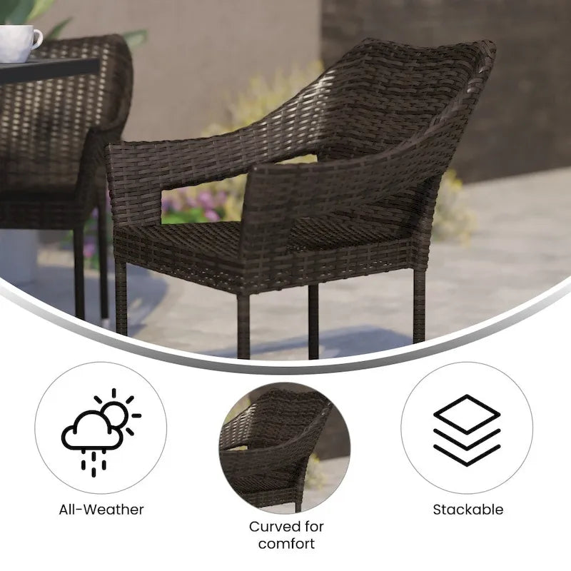 All Weather Commercial Grade PE Rattan Stacking Patio Chairs