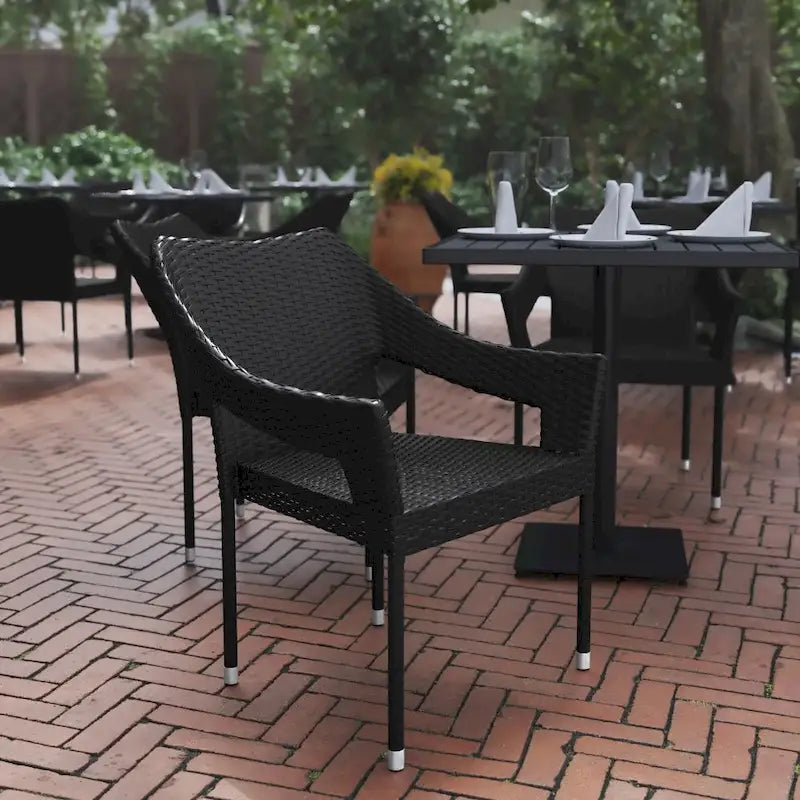All Weather Commercial Grade PE Rattan Stacking Patio Chairs