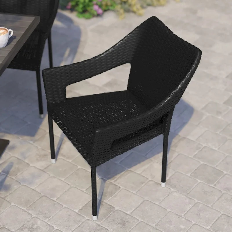 All Weather Commercial Grade PE Rattan Stacking Patio Chairs