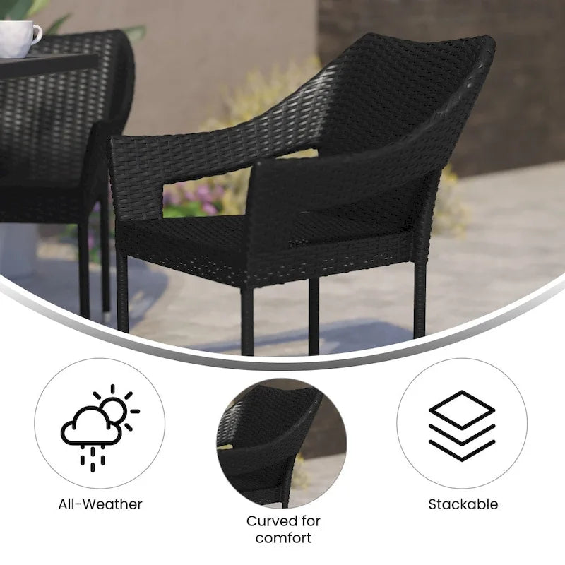 All Weather Commercial Grade PE Rattan Stacking Patio Chairs