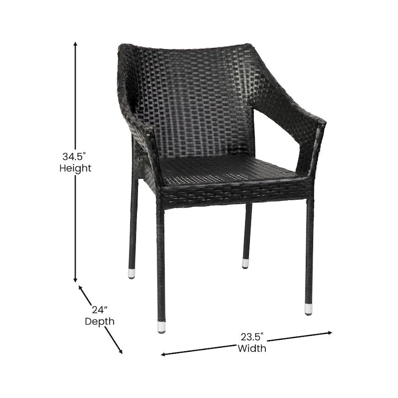All Weather Commercial Grade PE Rattan Stacking Patio Chairs