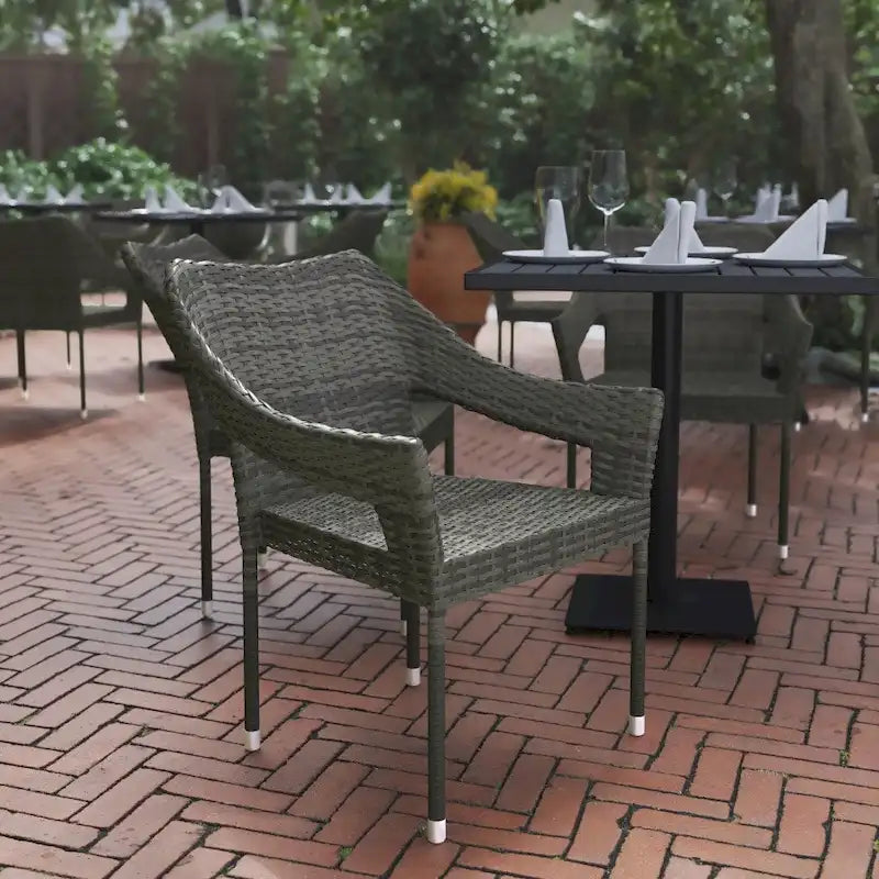 All Weather Commercial Grade PE Rattan Stacking Patio Chairs