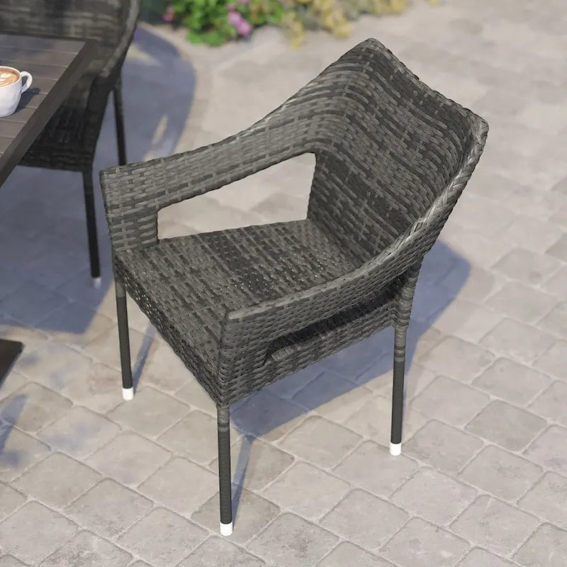 All Weather Commercial Grade PE Rattan Stacking Patio Chairs
