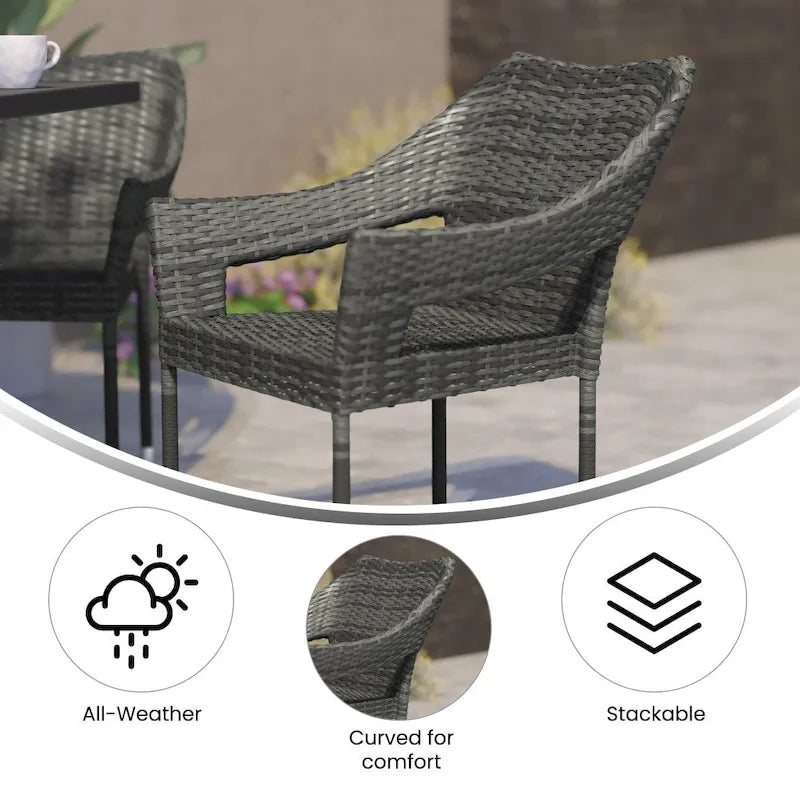 All Weather Commercial Grade PE Rattan Stacking Patio Chairs