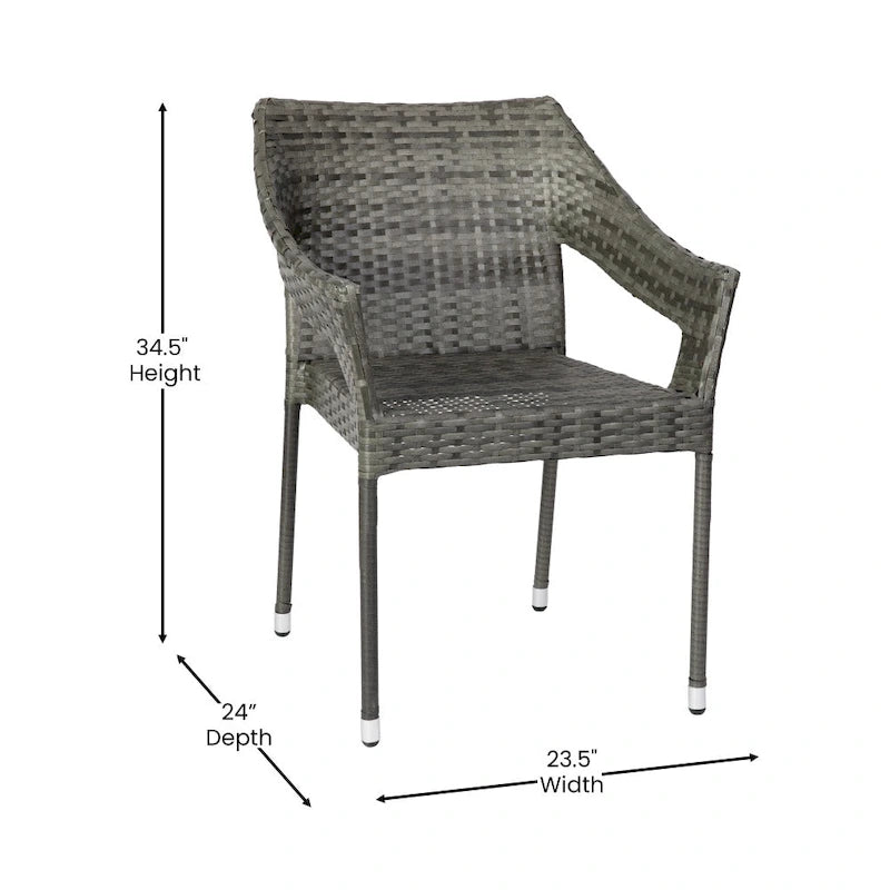 All Weather Commercial Grade PE Rattan Stacking Patio Chairs