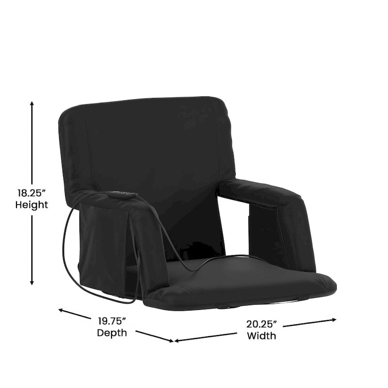 Foldable Reclining Stadium Chair with Backpack Straps-Heated Back and Seat