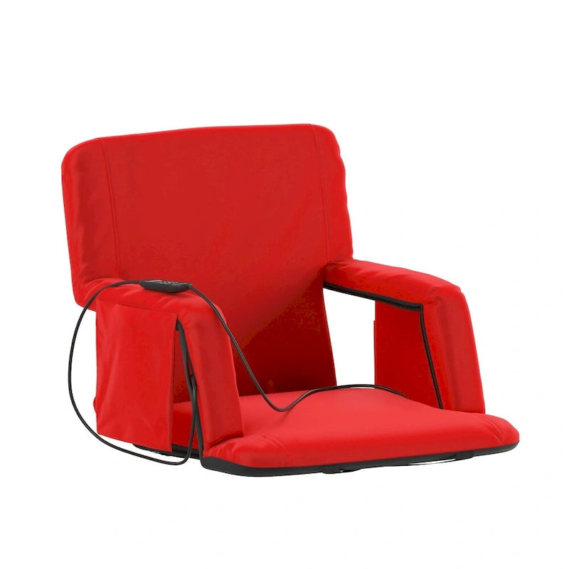 Foldable Reclining Stadium Chair with Backpack Straps-Heated Back and Seat
