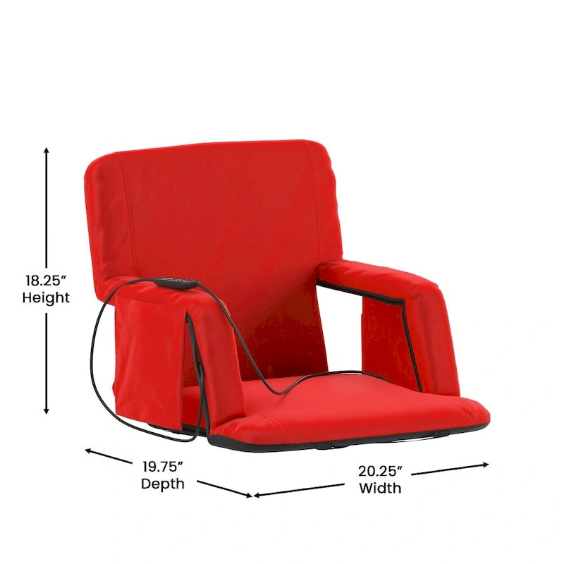 Foldable Reclining Stadium Chair with Backpack Straps-Heated Back and Seat