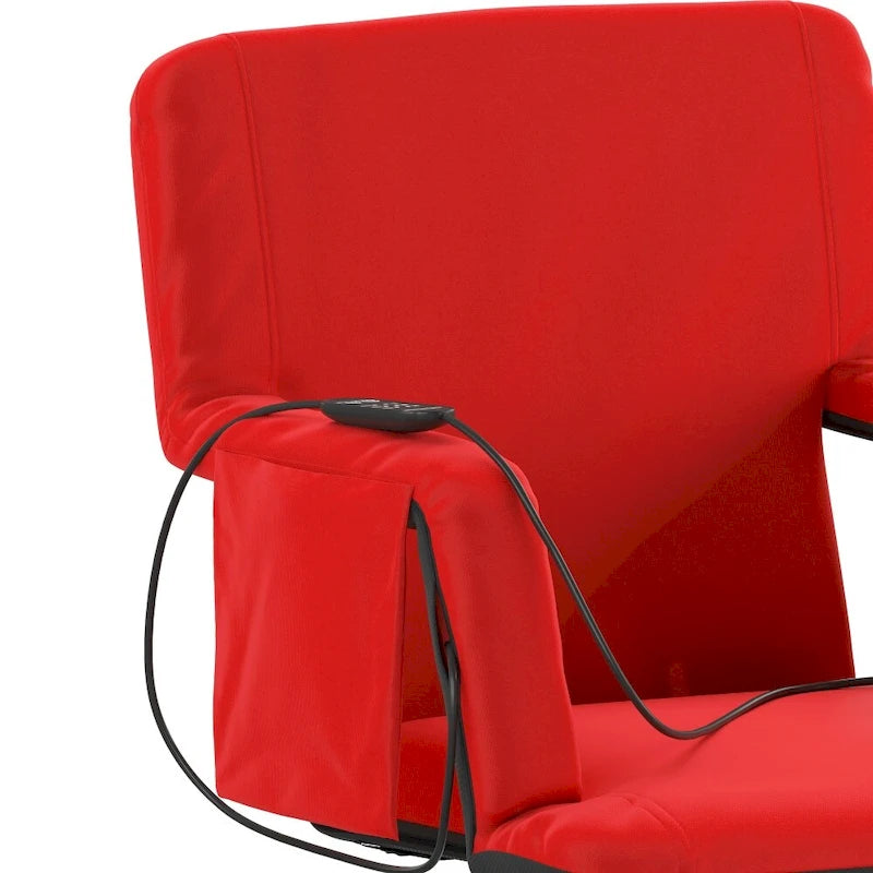 Foldable Reclining Stadium Chair with Backpack Straps-Heated Back and Seat