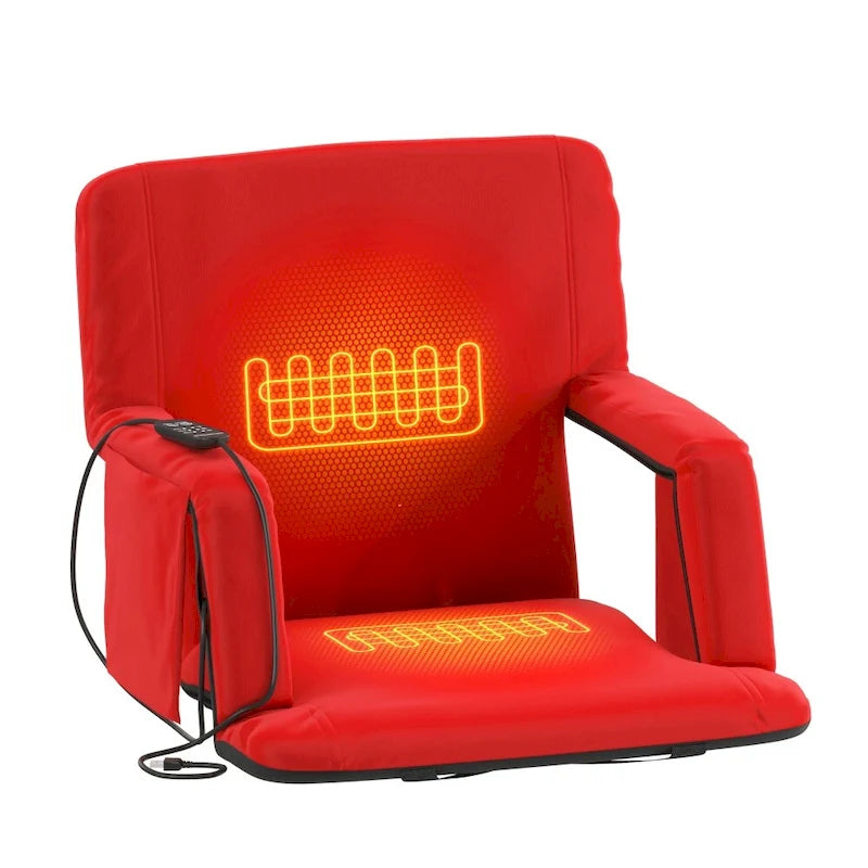 Foldable Reclining Stadium Chair with Backpack Straps-Heated Back and Seat