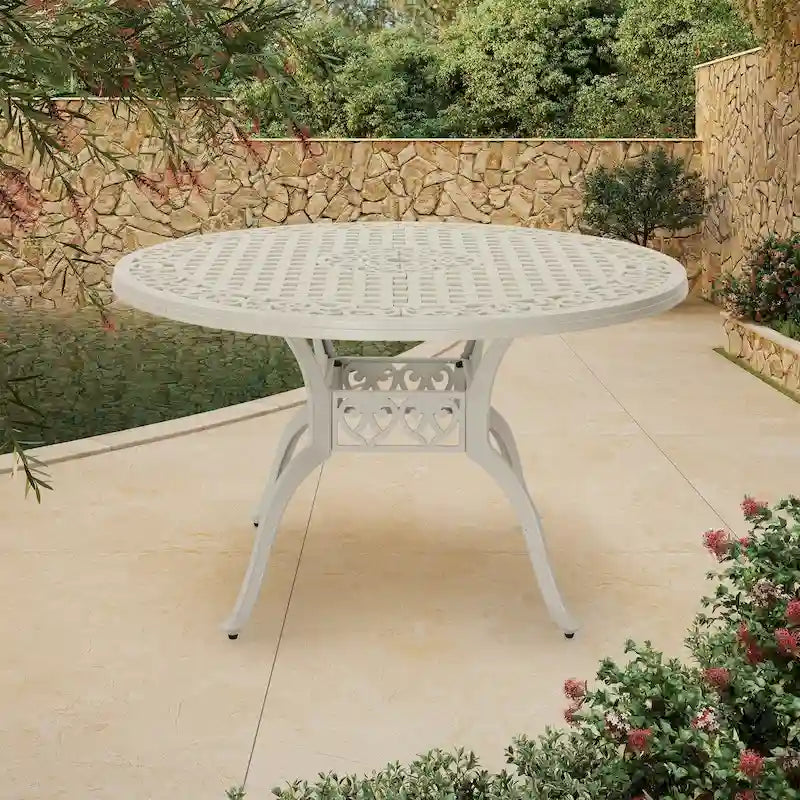 Clihome 47 Cast Aluminum Patio Round Dining Table in Bronze