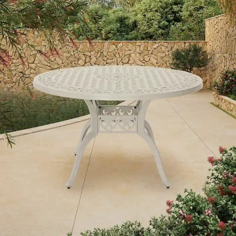 Clihome 47 Cast Aluminum Patio Round Dining Table in Bronze