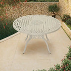 Clihome 47 Cast Aluminum Patio Round Dining Table in Bronze
