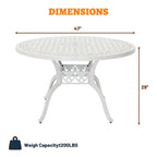 Clihome 47 Cast Aluminum Patio Round Dining Table in Bronze
