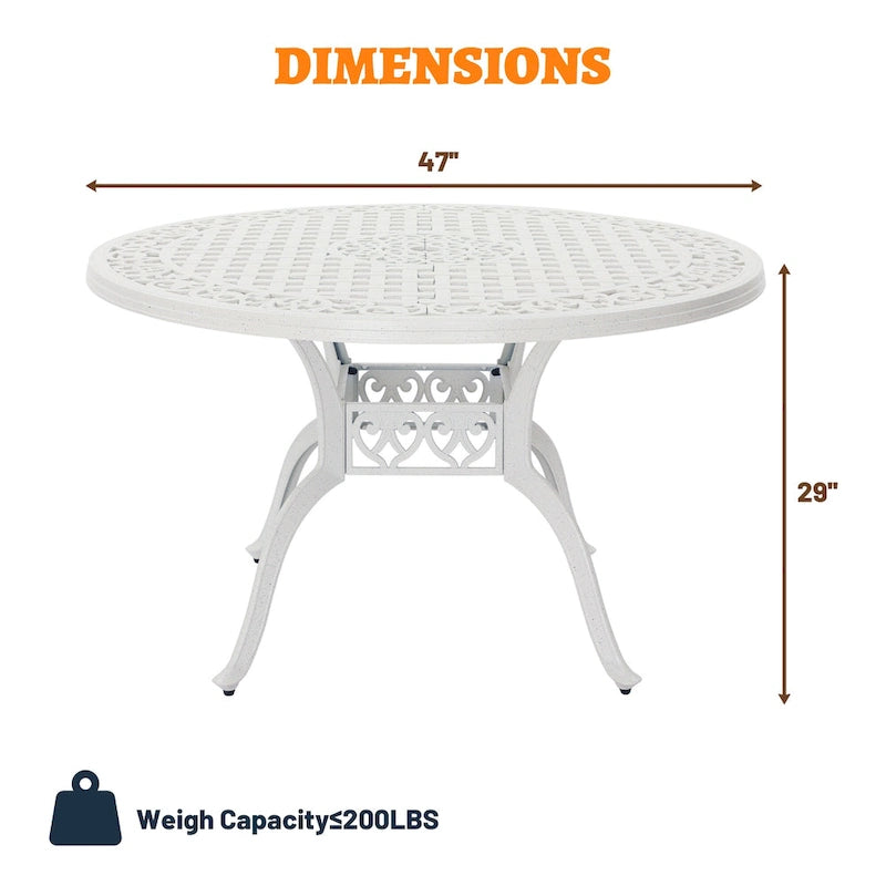 Clihome 47 Cast Aluminum Patio Round Dining Table in Bronze
