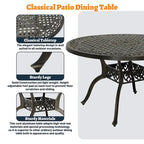 Clihome 47 Cast Aluminum Patio Round Dining Table in Bronze