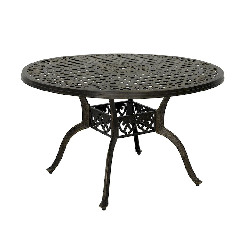 Clihome 47 Cast Aluminum Patio Round Dining Table in Bronze