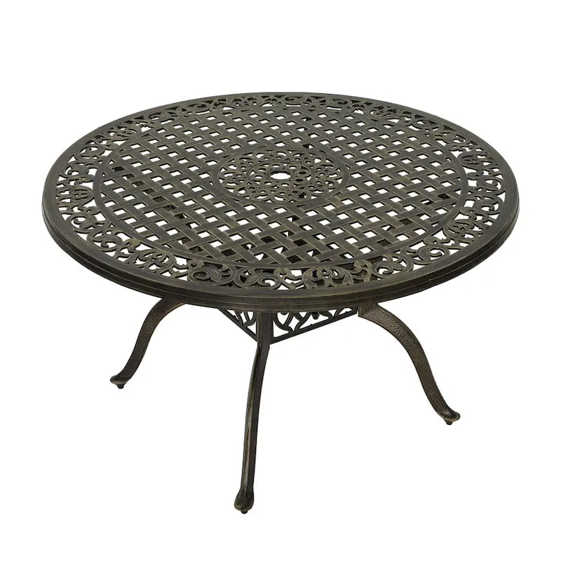 Clihome 47 Cast Aluminum Patio Round Dining Table in Bronze