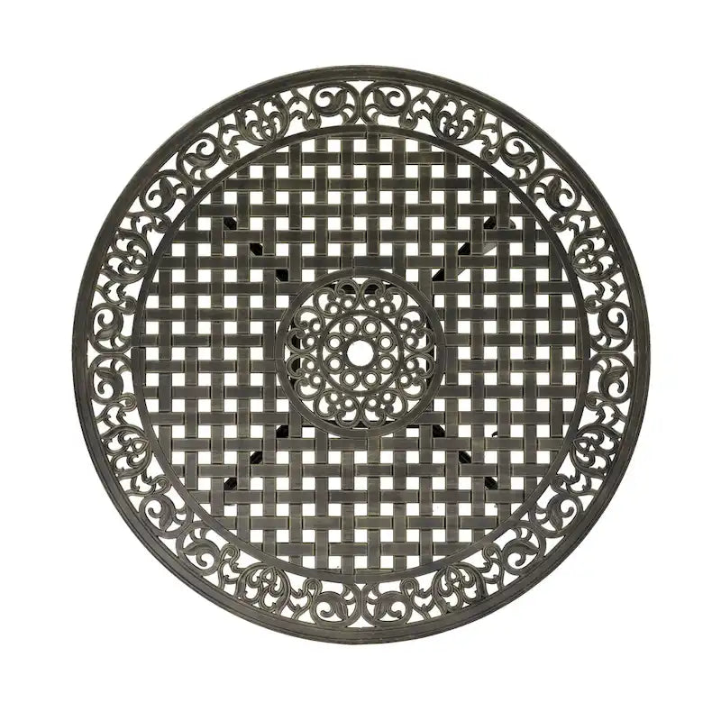 Clihome 47 Cast Aluminum Patio Round Dining Table in Bronze