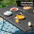 MAISON ARTS 9-Piece Patio Dining Set, 60 Inch Square Metal Table and 8 Swivel Dining Chairs