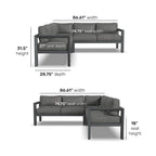 Homestyles Grayton 5-Seat Outdoor Sectional - 87 x 32 x 87