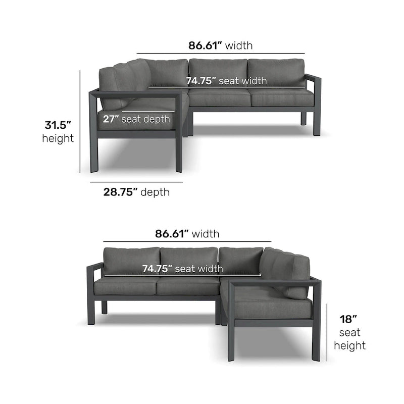 Homestyles Grayton 5-Seat Outdoor Sectional - 87 x 32 x 87
