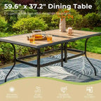 MAISON ARTS 7-Piece Patio Dining Set Wood-look Rectangle Table and 6 Textilene Chairs