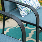 MAISON ARTS 7-Piece Patio Dining Set Wood-look Rectangle Table and 6 Textilene Chairs