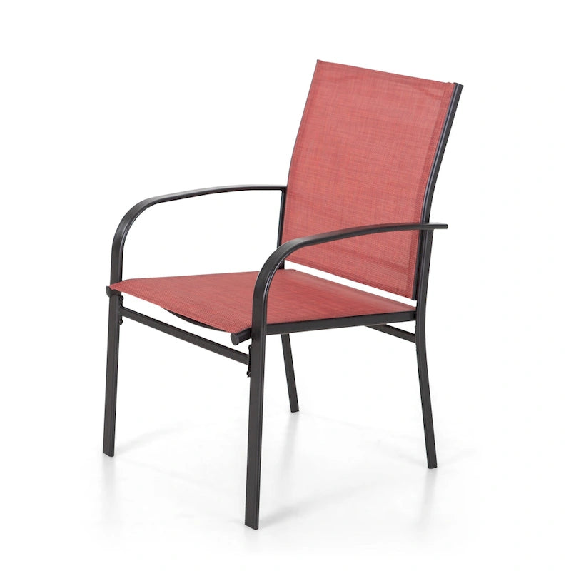 MAISON ARTS 7-Piece Patio Dining Set Wood-look Rectangle Table and 6 Textilene Chairs