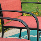 MAISON ARTS 7-Piece Patio Dining Set Wood-look Rectangle Table and 6 Textilene Chairs