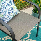 MAISON ARTS 7-Piece Patio Dining Set Wood-look Rectangle Table and 6 Textilene Chairs