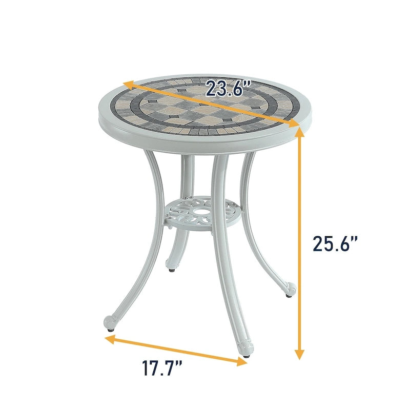 Round Cast Aluminum Patio Table Outdoor Bistro Table