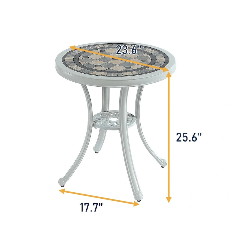Round Cast Aluminum Patio Table Outdoor Bistro Table