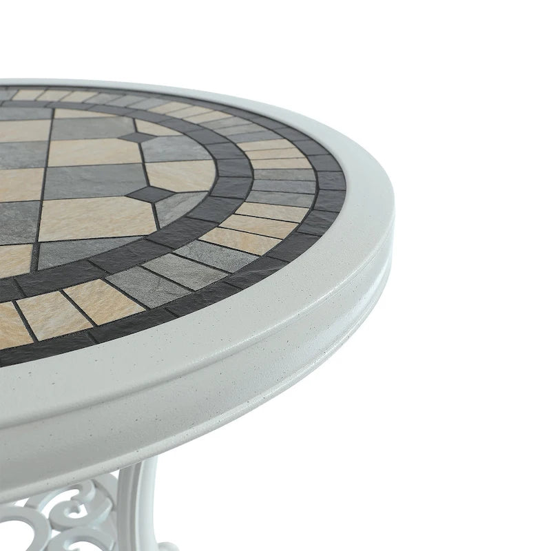 Round Cast Aluminum Patio Table Outdoor Bistro Table