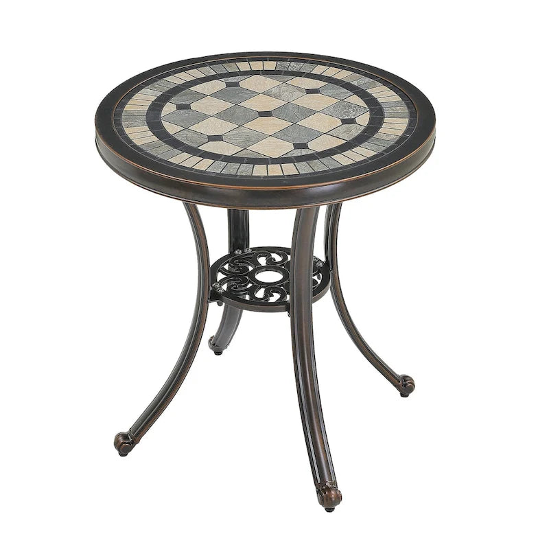 Round Cast Aluminum Patio Table Outdoor Bistro Table