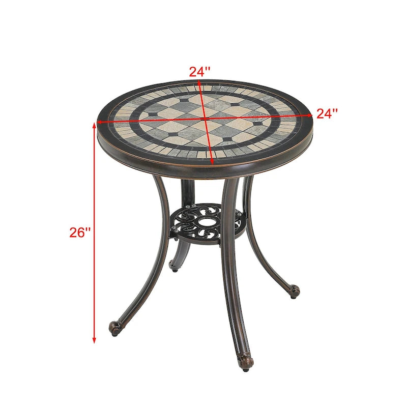 Round Cast Aluminum Patio Table Outdoor Bistro Table