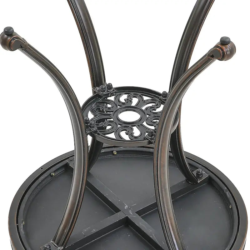 Round Cast Aluminum Patio Table Outdoor Bistro Table