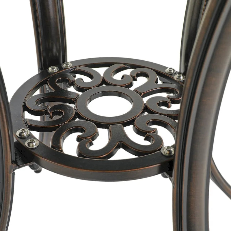 Round Cast Aluminum Patio Table Outdoor Bistro Table